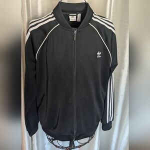 Adidas Black Track Jacket with White Stripes